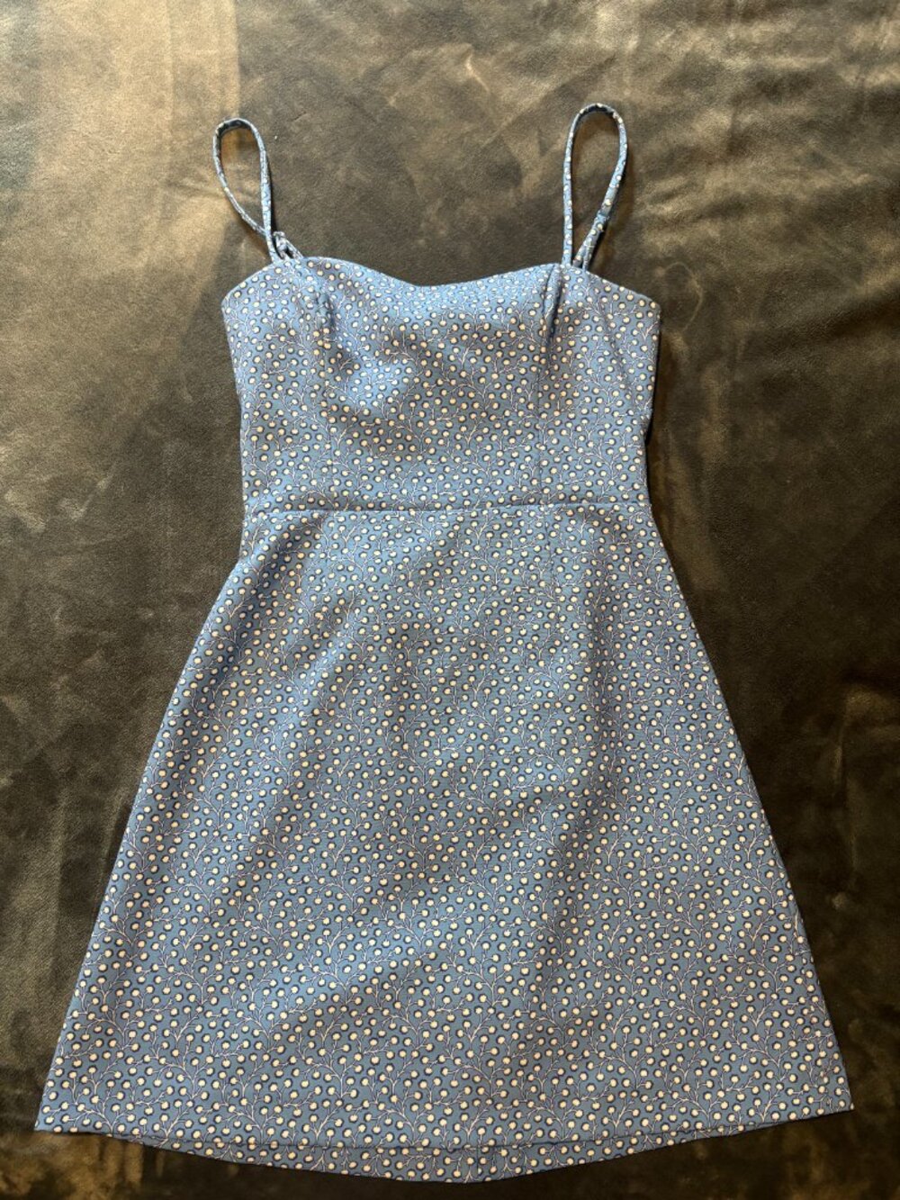 French Connection Strapless Tie Back Blue and White Floral Pattern Mini Dress XS - Picture 3 of 5